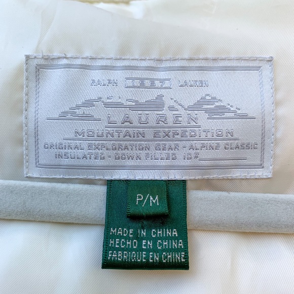 Ralph Lauren white gray insulated winter down snap zip closure puffer jacket - Picture 10 of 16